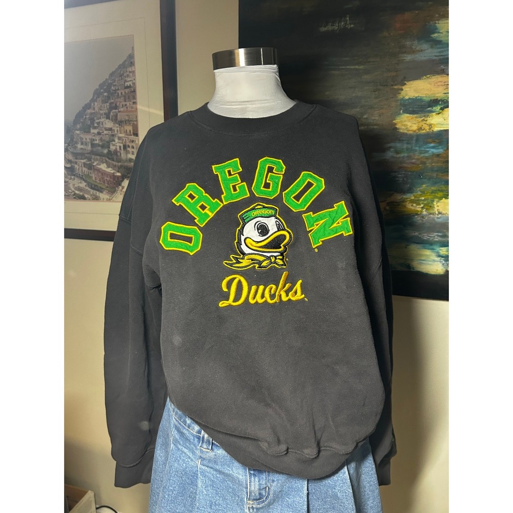Hollister Oregon Ducks Sweatshirt S Black Boxy Fit Graphic Crewneck - Picture 2 of 6